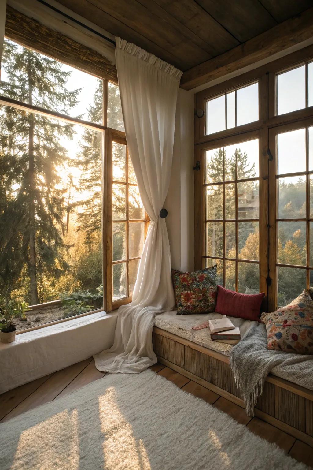 Areas are brightened and enlarged by natural light.