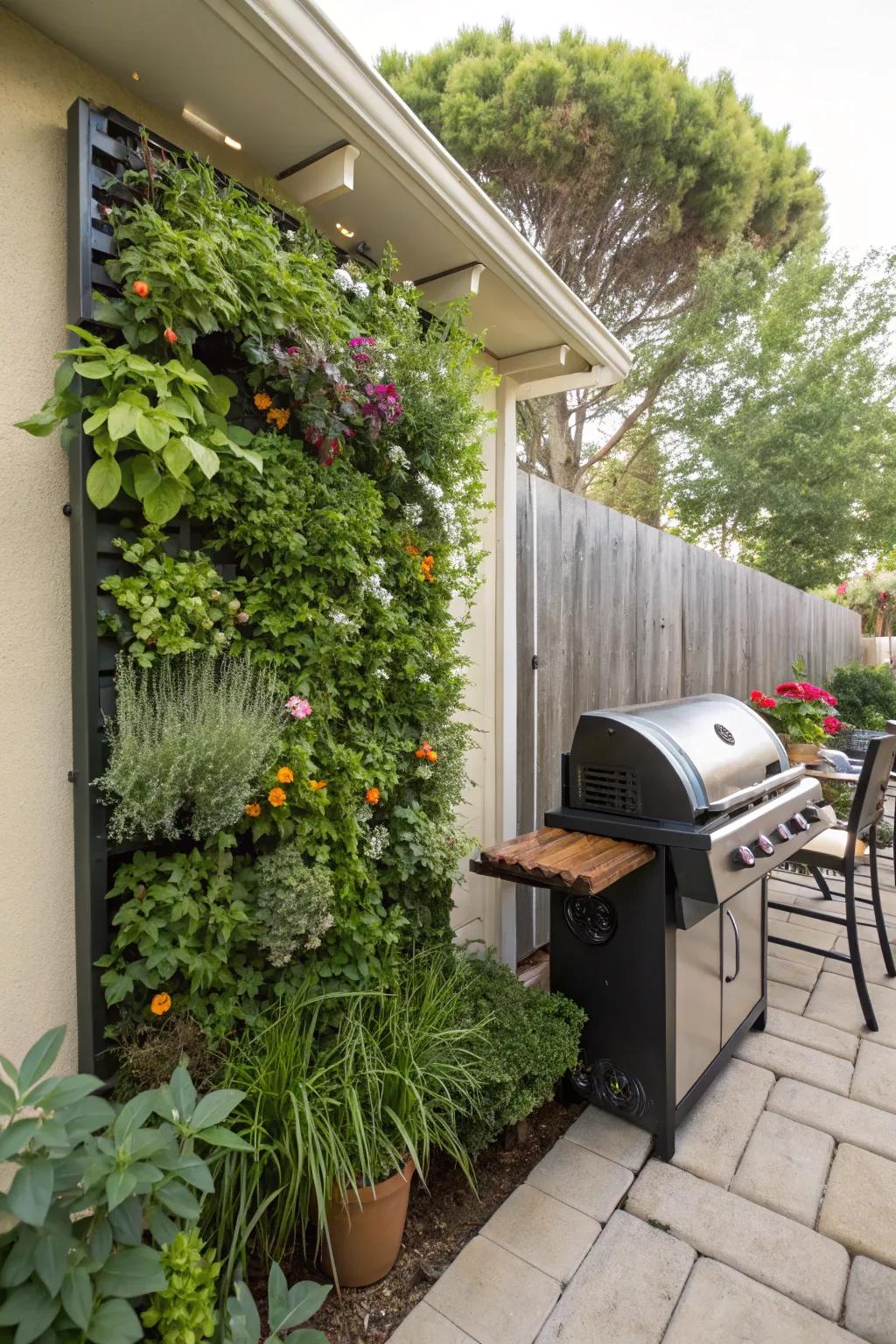 Vertical gardens add greenery without using floor space.