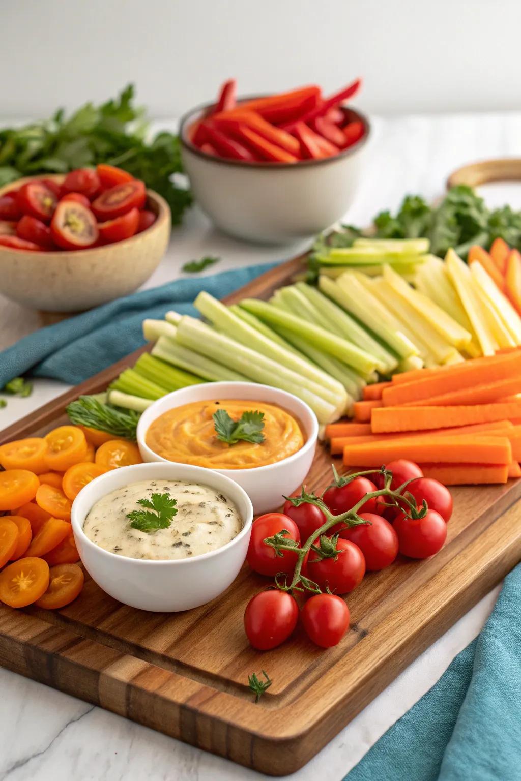 A vibrant vegetable selection adding a nutritious and colorful touch to your party.
