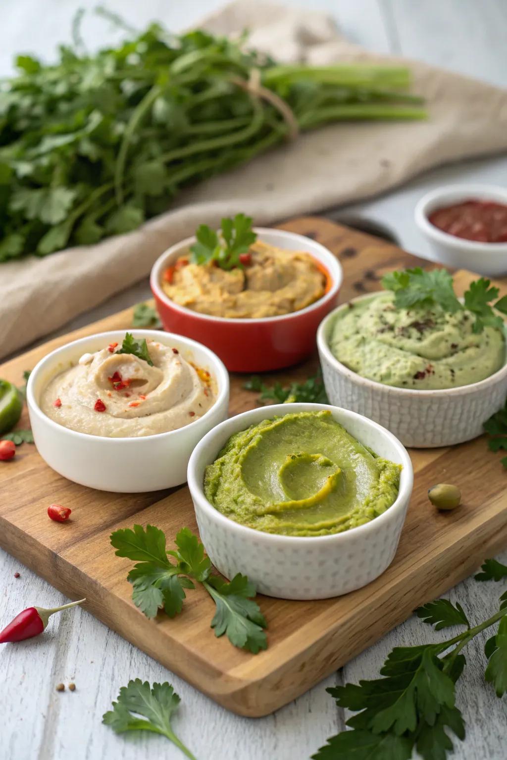 An assortment of dips for countless dipping possibilities.