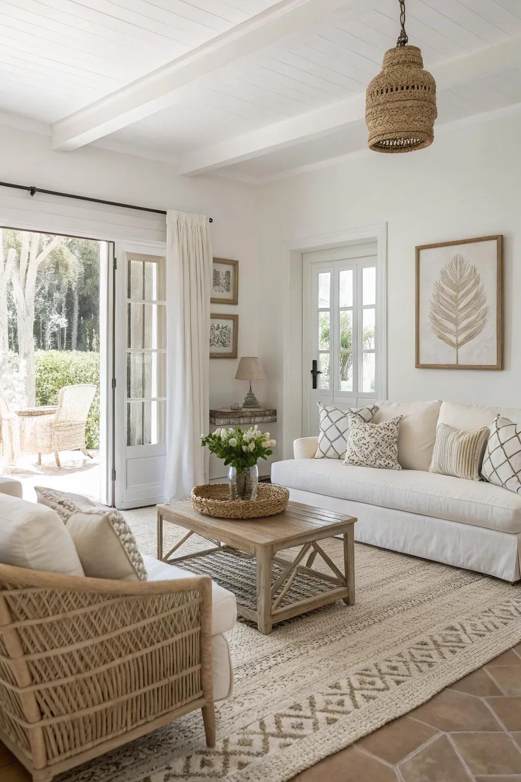 A serene and neutral Southern chamber that accentuates its ornamentation.