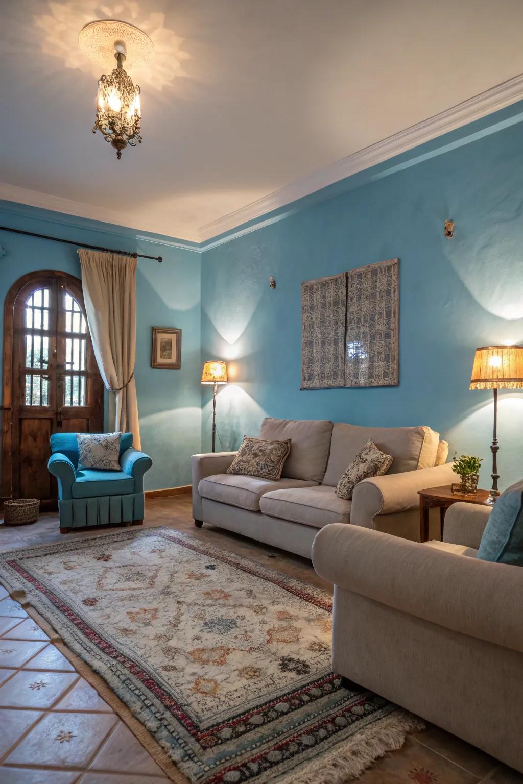 Calming blues encourage calmness and peace.