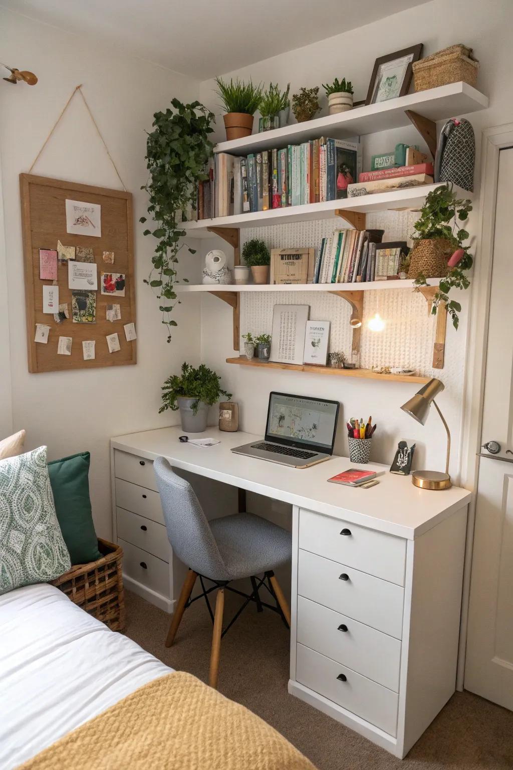 Multi-functional furniture maximizes utility in compact bedrooms.