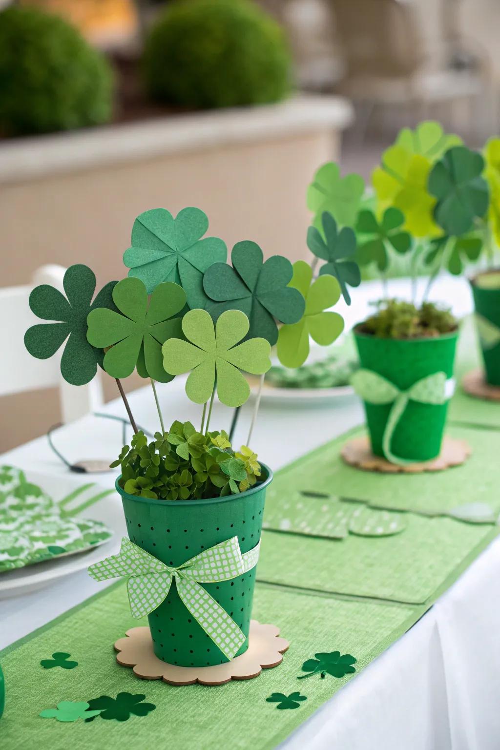 Construct exquisite shamrock centerpieces that work wonderfully as elegant table decorations.