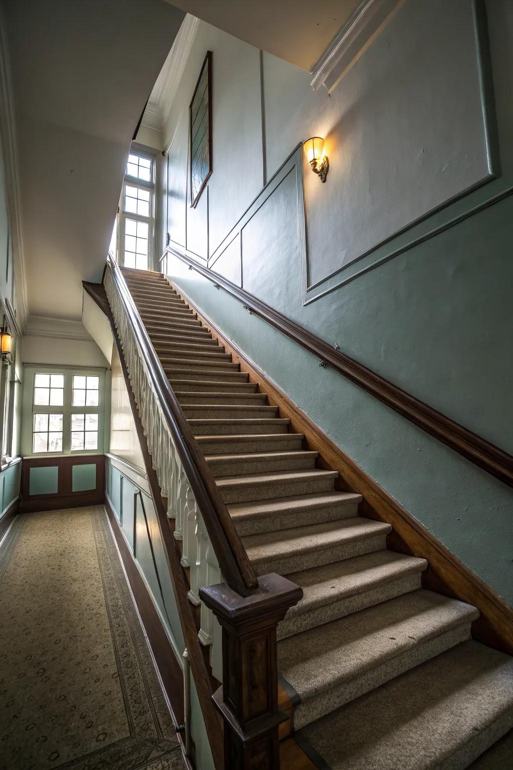 Angled rail trims introduce unexpected dimension and movement.