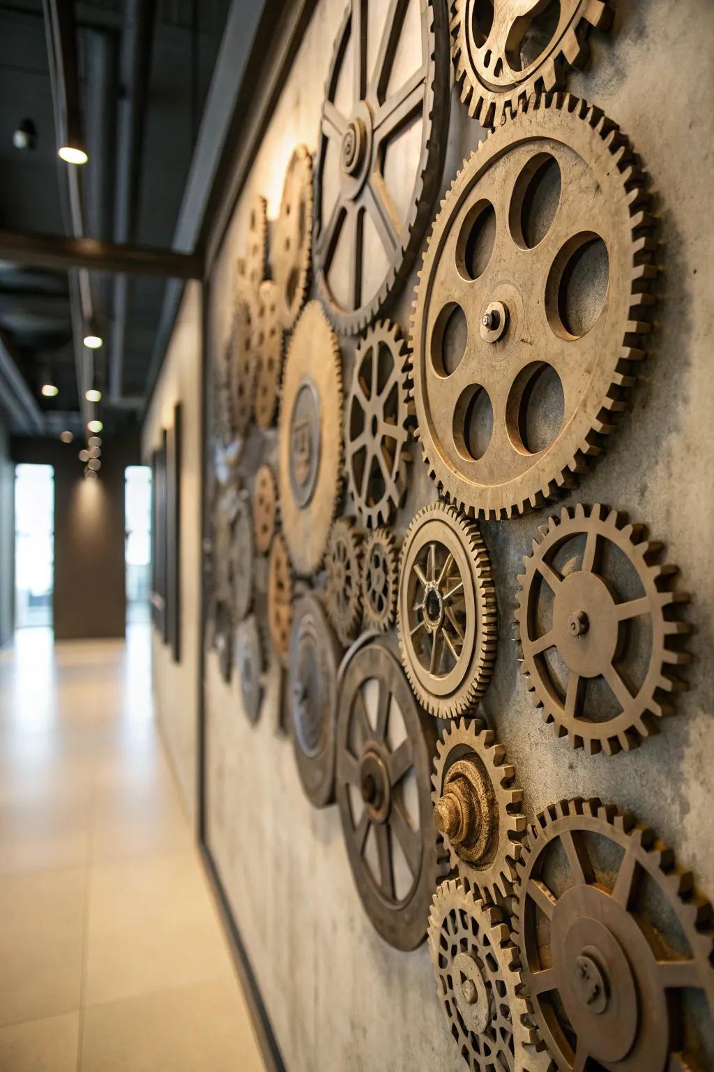 Gears and cogs craft a captivating visual point in steampunk decoration.