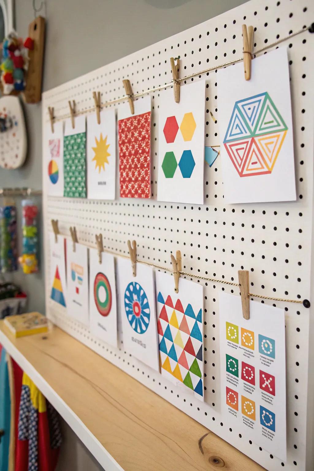 Get creative with a pegboard sticker display.