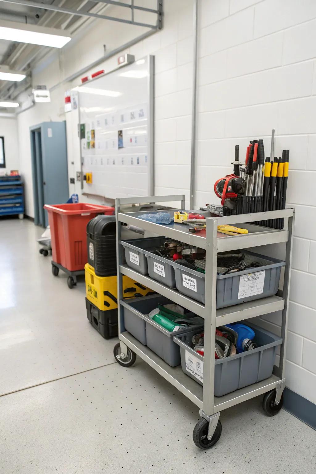 Movable shelves offer adaptability and effortless access to frequently used items.