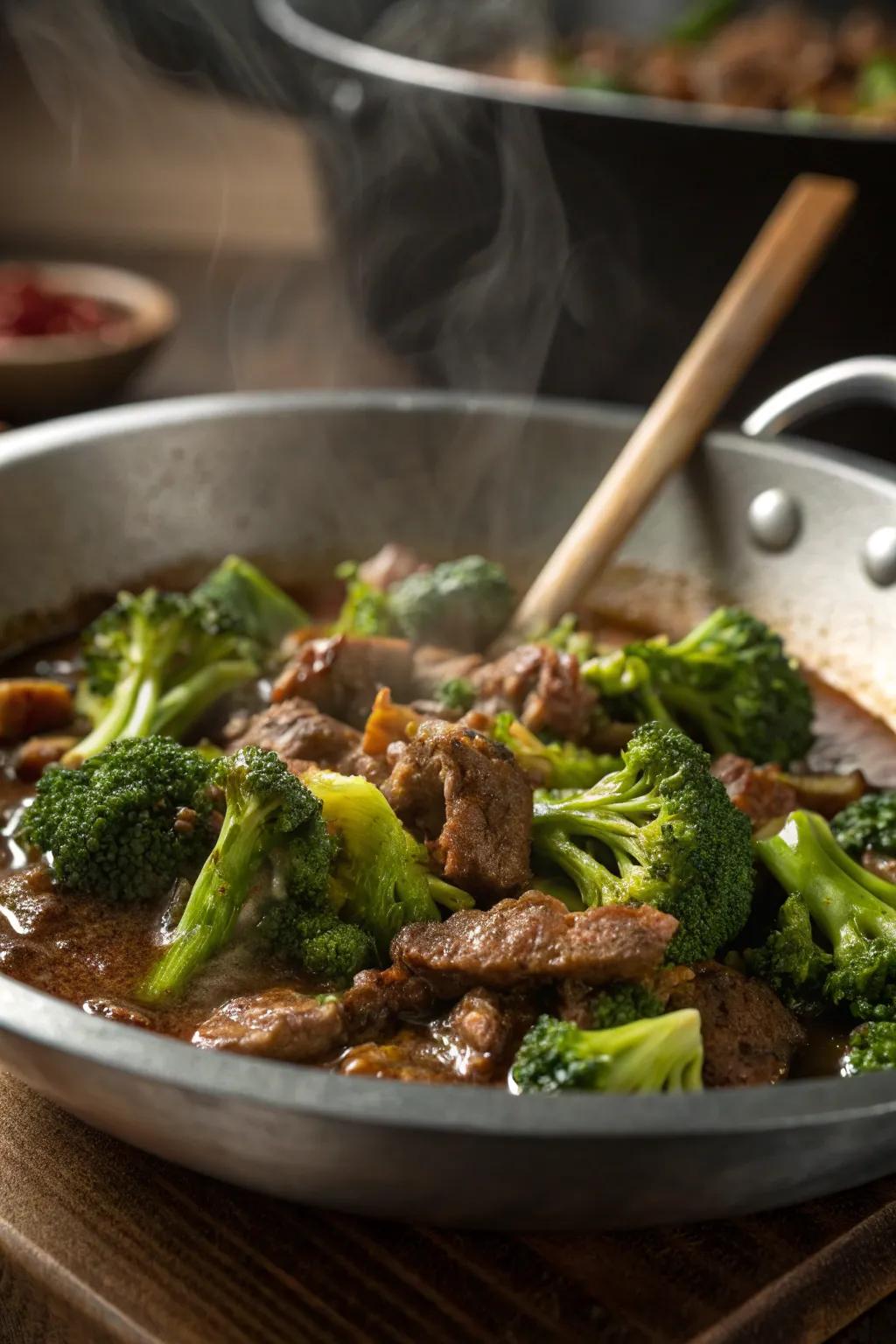Meat and greens skillet, a nutritious delight.