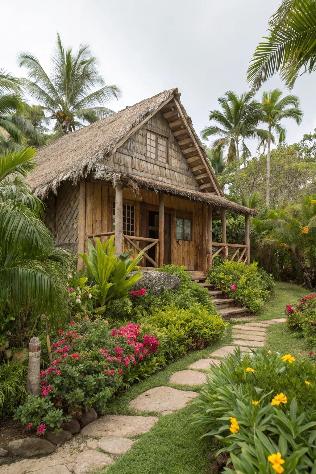 A home crafted from organic materials, coexisting with nature.