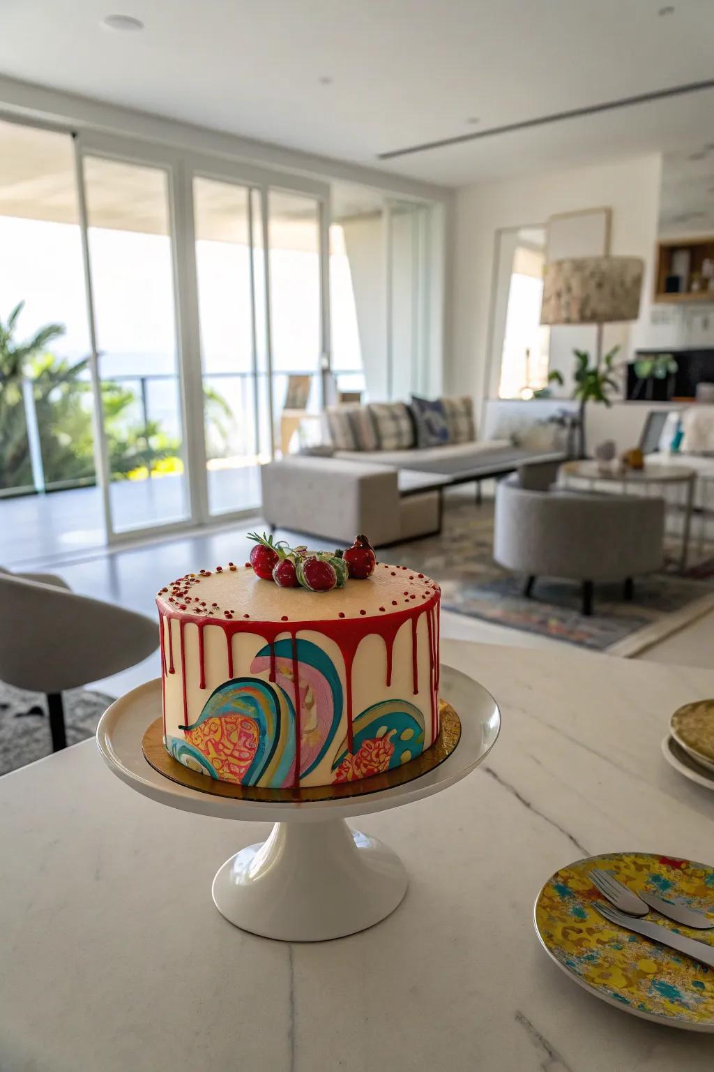 An avant-garde cake that distinguishes itself with its modern design.