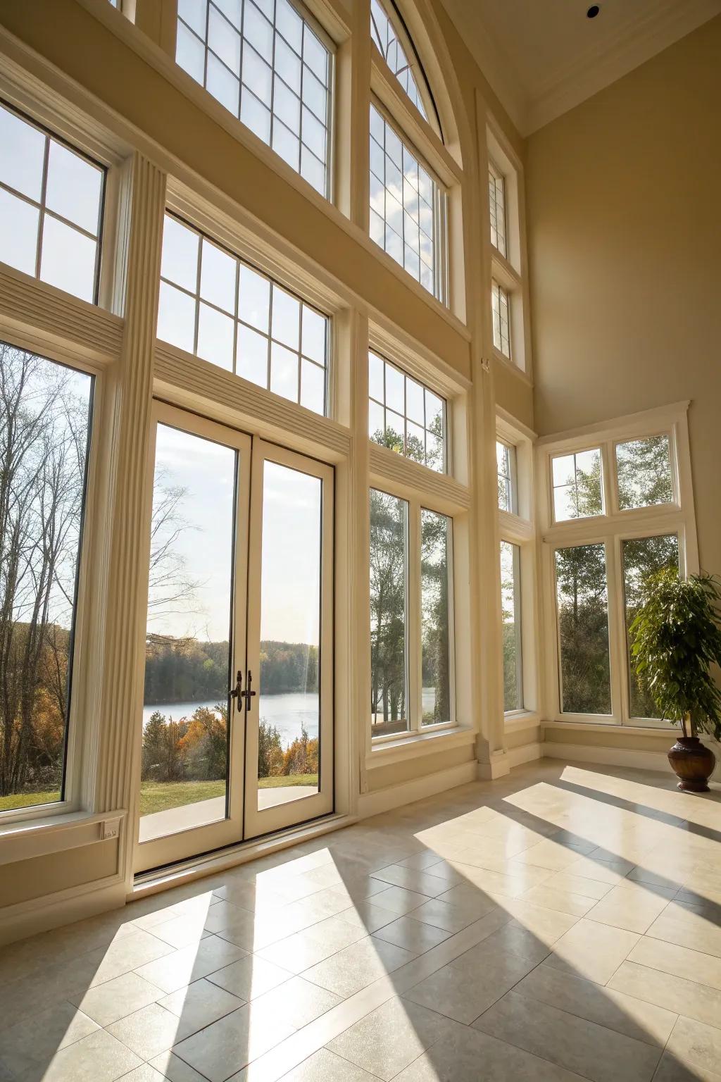Unadorned windows showcasing natural charm and radiance.