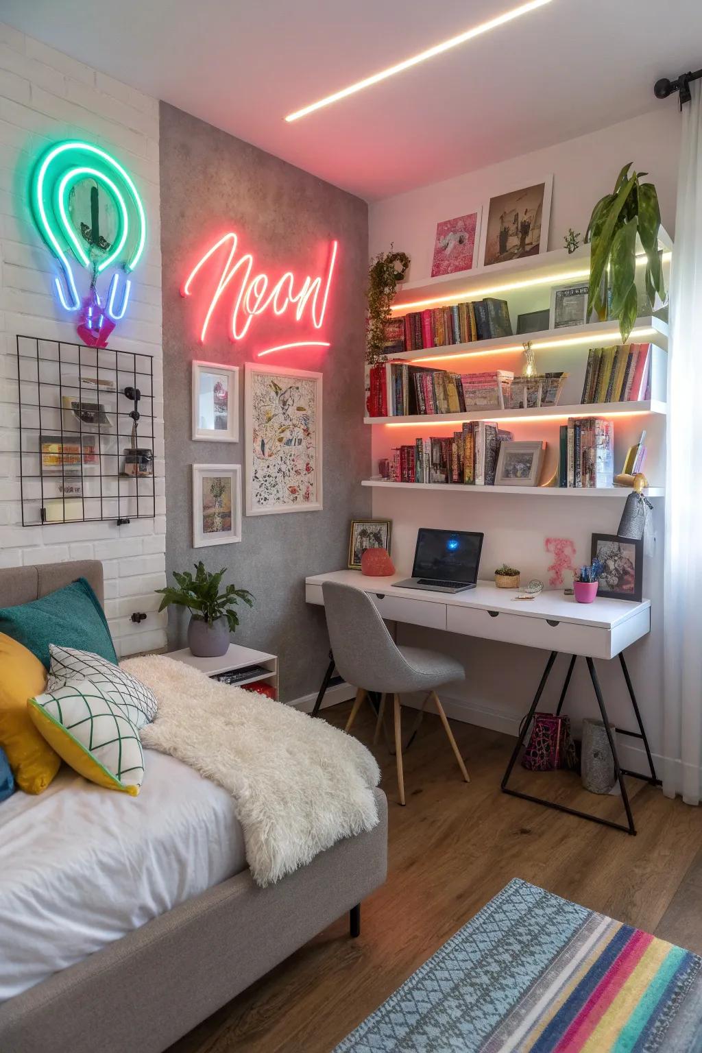 Luminous signs bring a fashionable and youthful vibe.