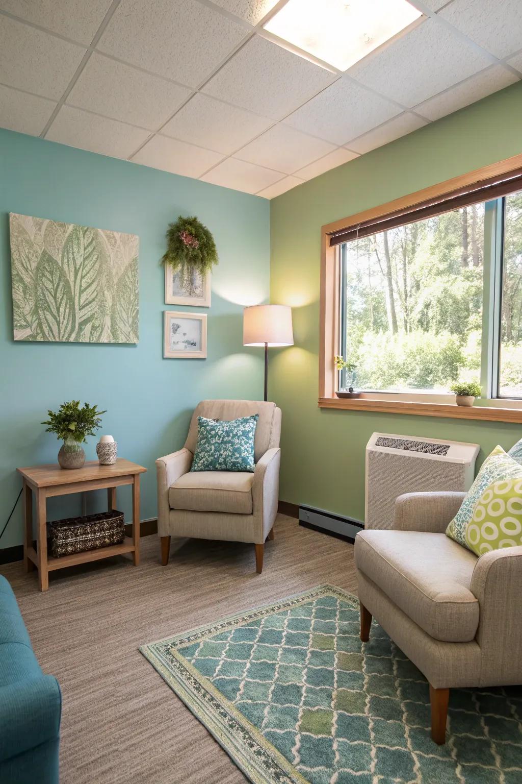 Peaceful colors that form a serene environment.