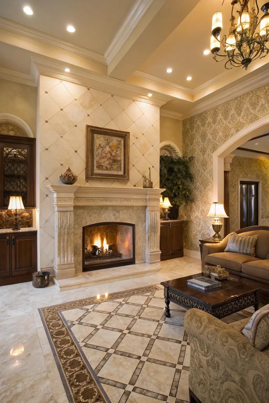 Deluxe stone finish tiles infuse everlasting elegance into any environment.