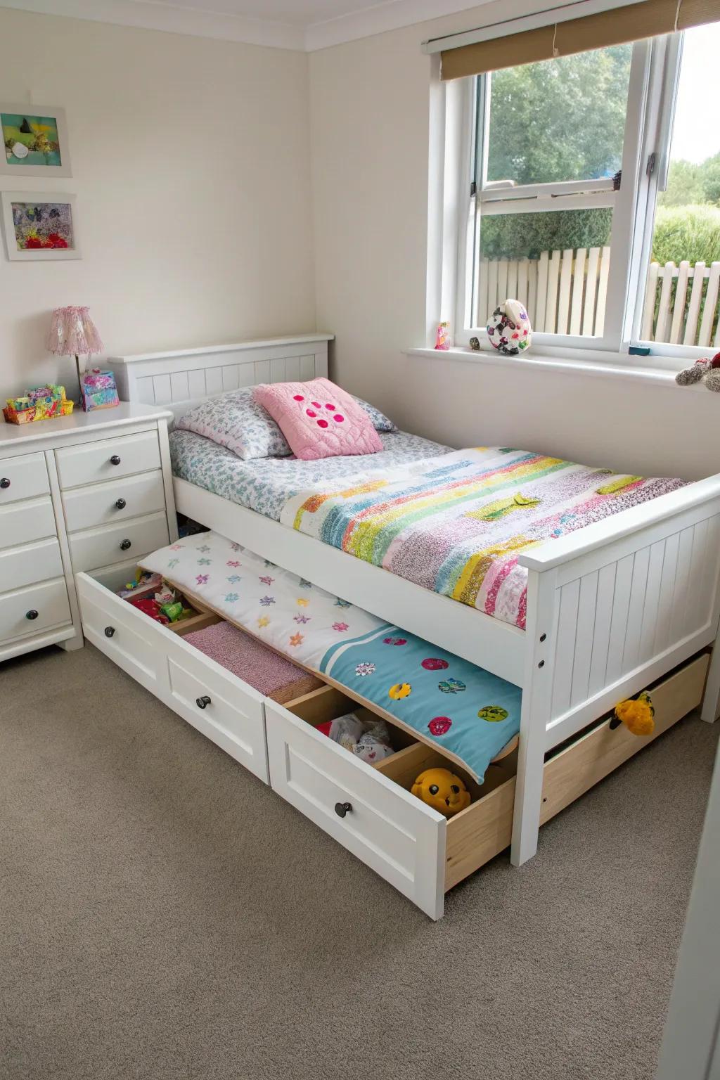 A multi-functional bed that takes full advantage of the available space.