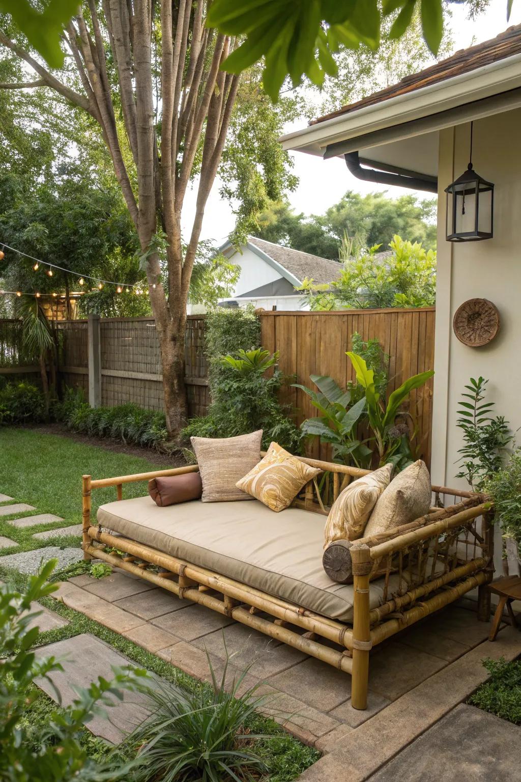 A woven lounger delivers a flawless spot to decompress inside your tropical refuge.