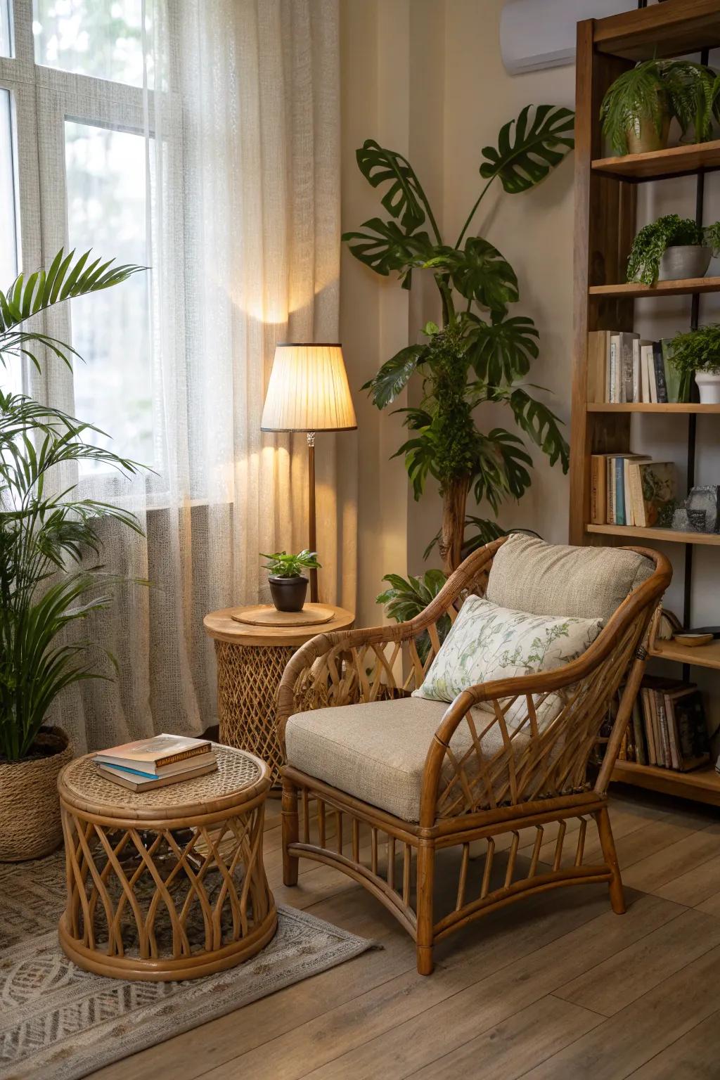 Natural materials bring warmth and an organic vibe to the space.