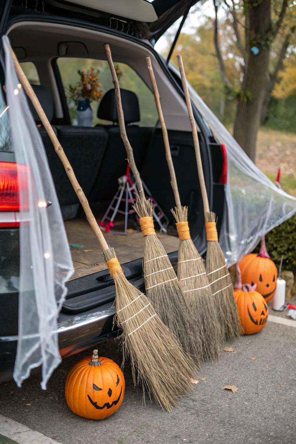 Enchanted broom dock includes a whimsical flair to your witchy configuration.