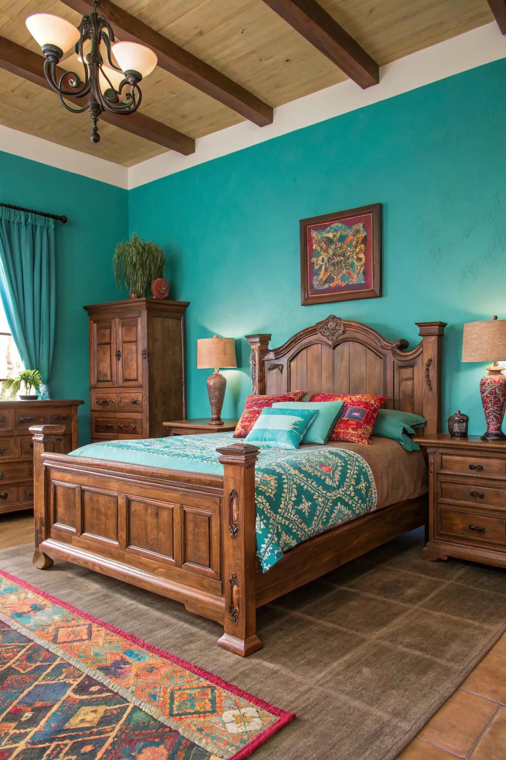 Wooden accents add contrast and warmth.