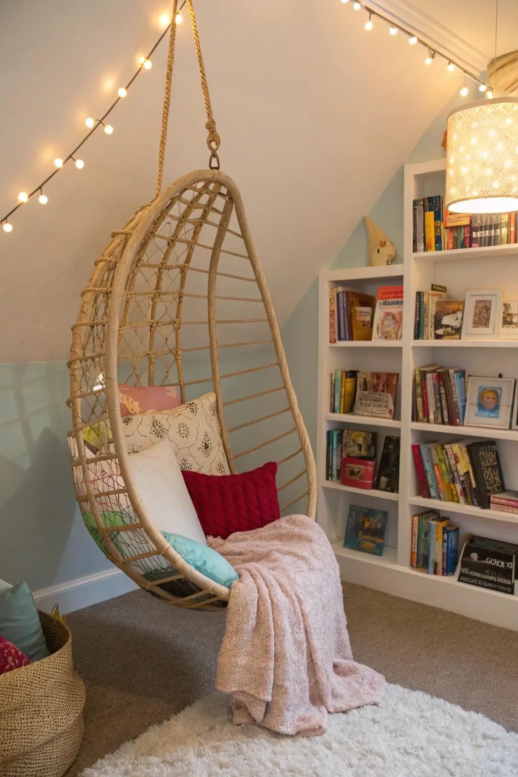 A reading nook provides a tranquil space for relaxation and quiet moments in a busy tween's life, fostering a love for reading and reflection.