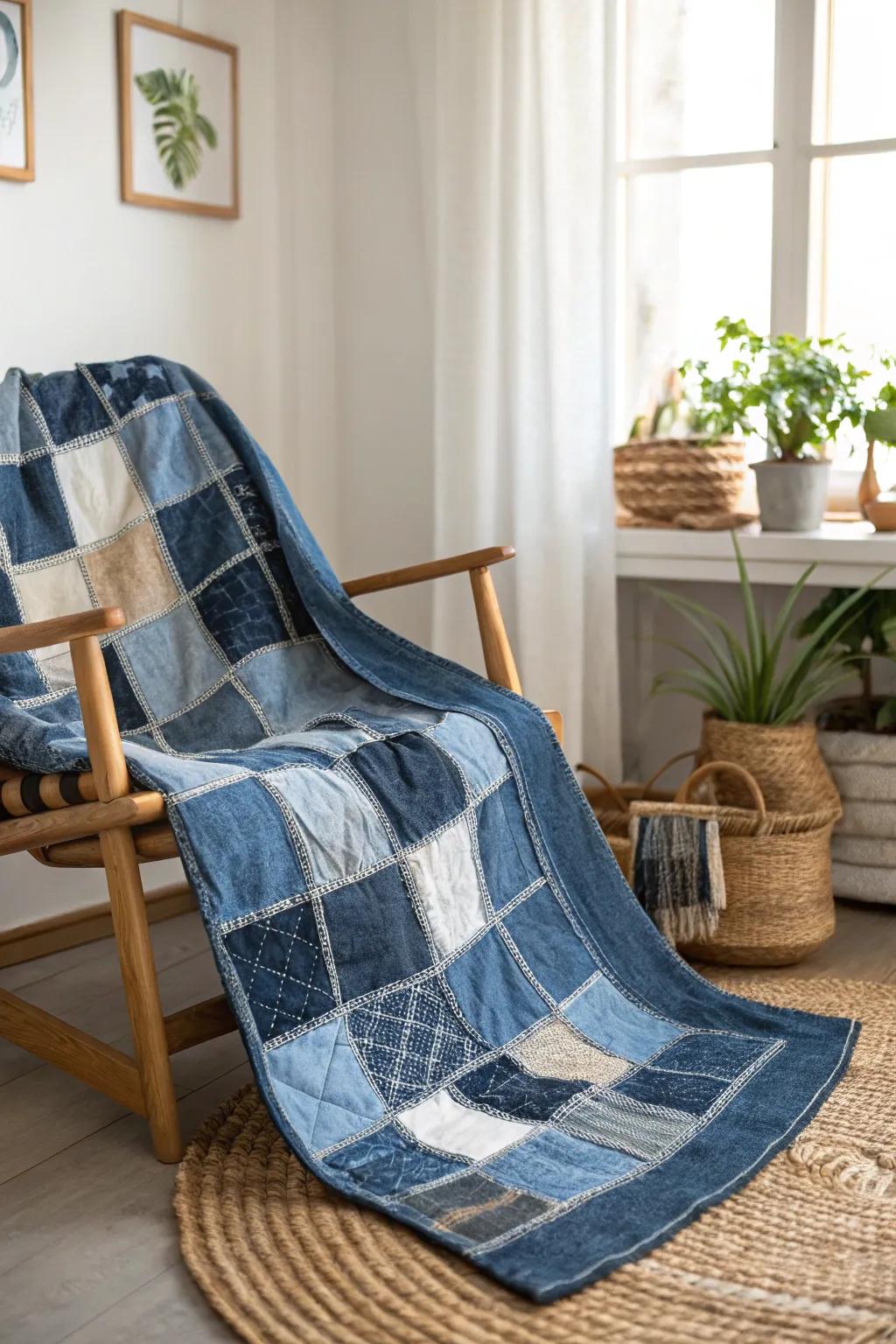 Wrap yourself in the warmth of a comfortable denim throw, where sustainability is paired with style.