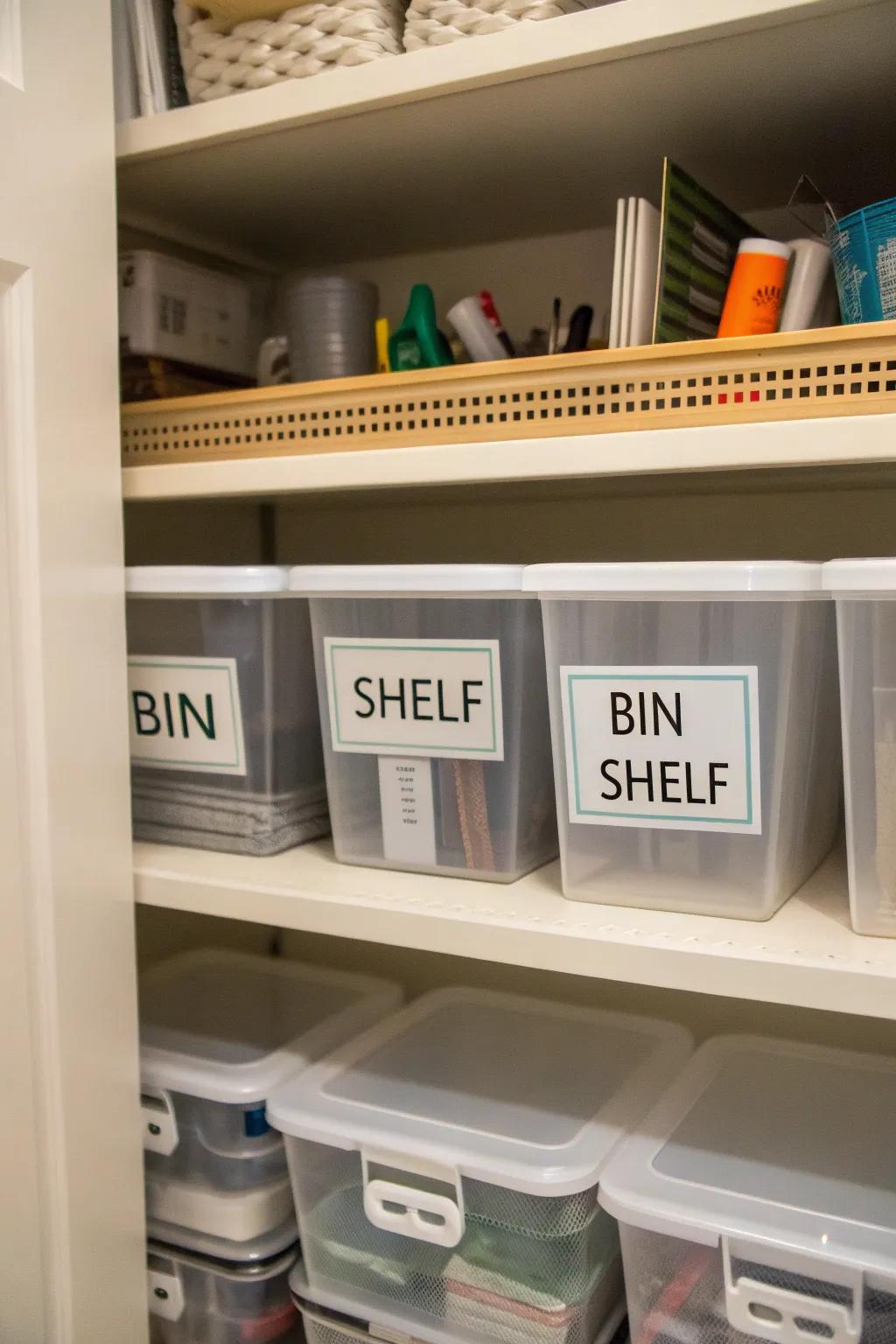 Labels are key to keeping a closet organized and working well.