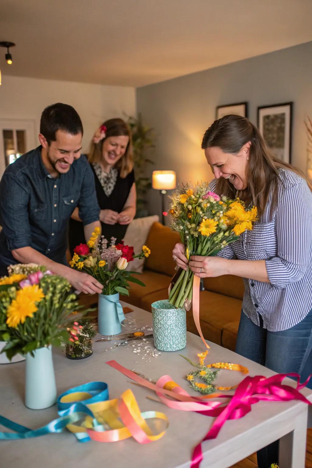 Create captivating botanical arrangements alongside your associates.