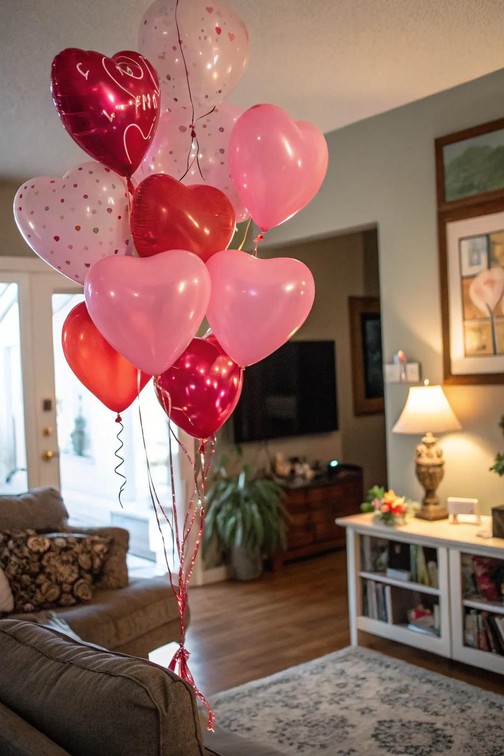 Apply a lively dash to your Valentine's decorations through inflated hearts.