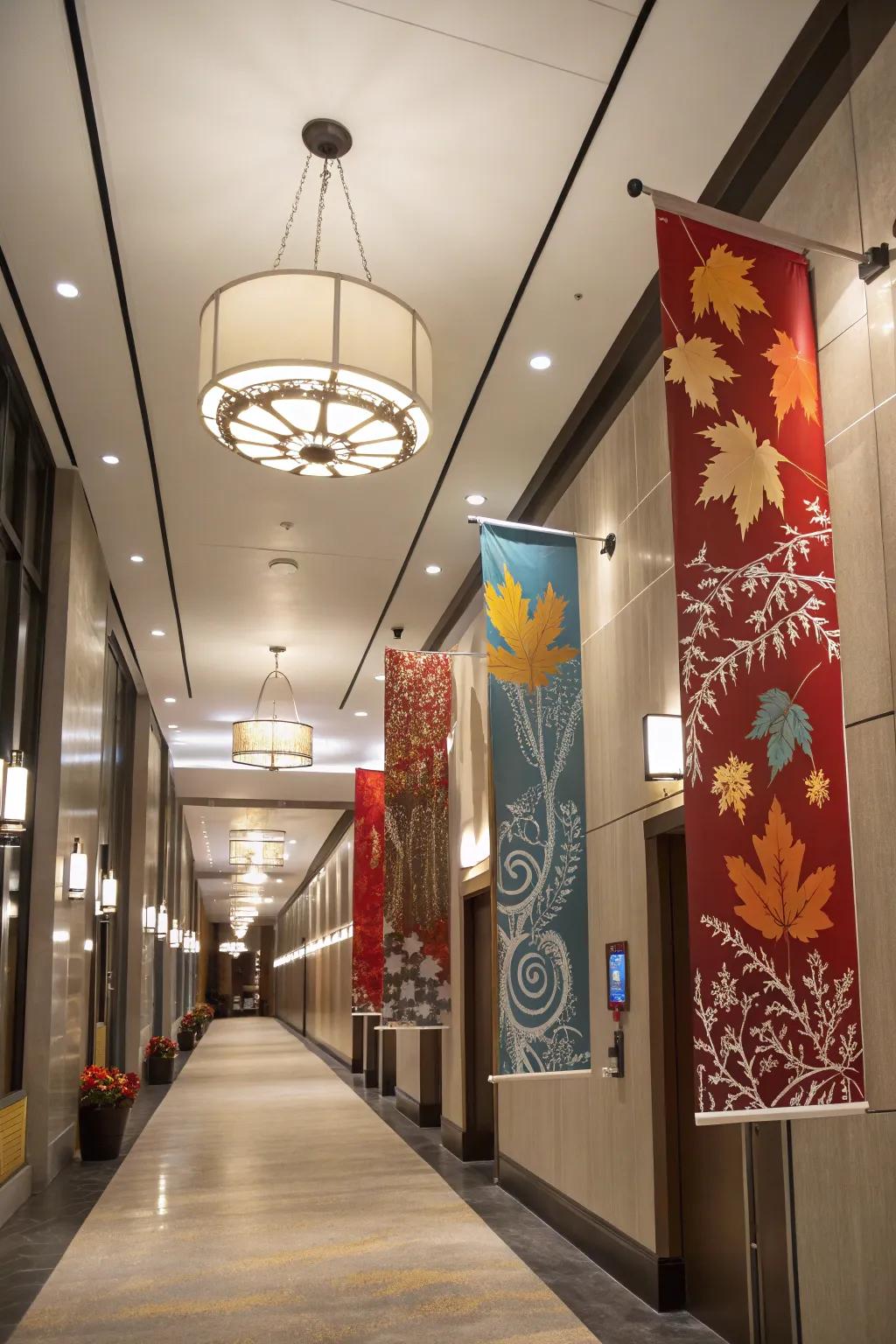 Banners for each season add a lively element to any hallway.