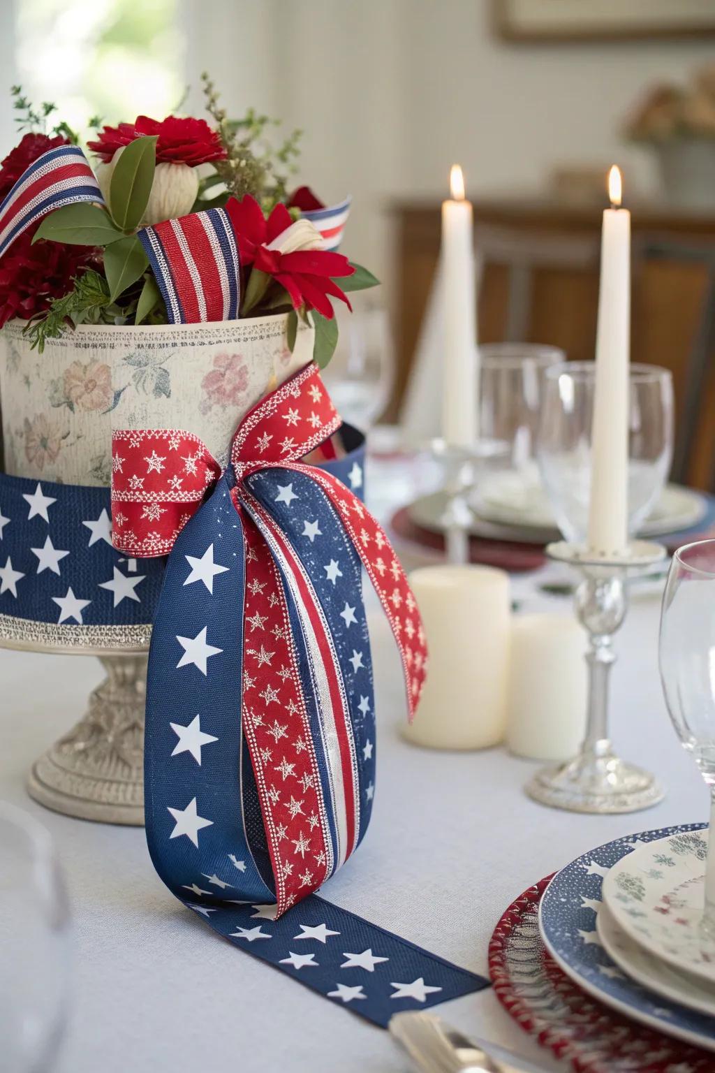 An inventive bespoke centerpiece adorned with stars and stripes.
