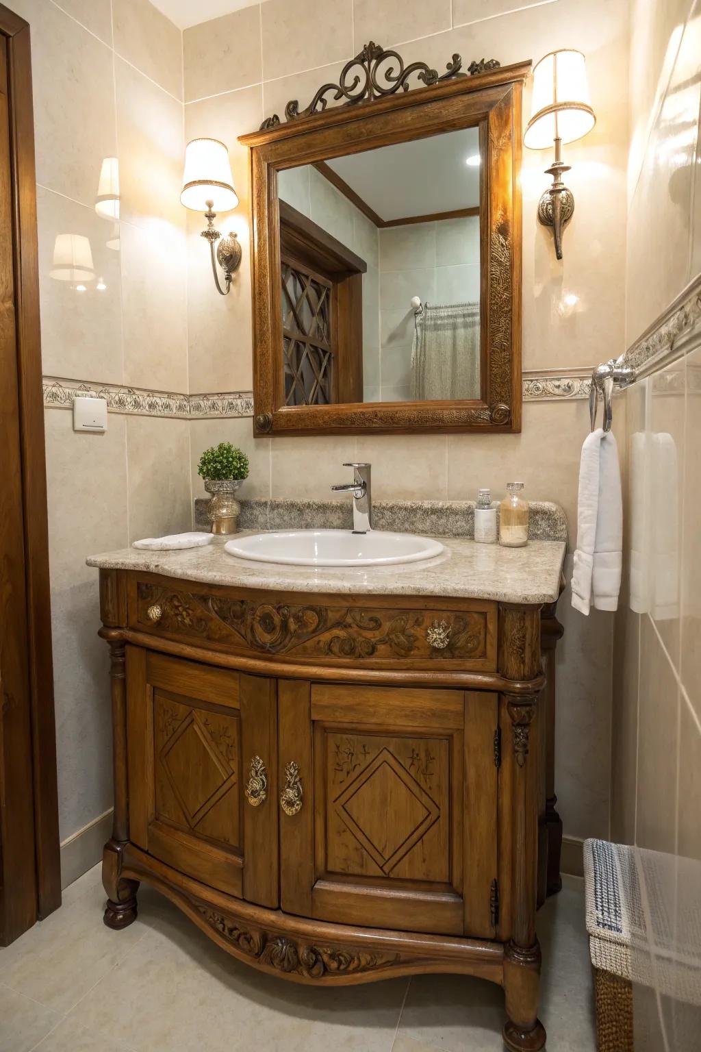 A retro vanity adds personality and style.