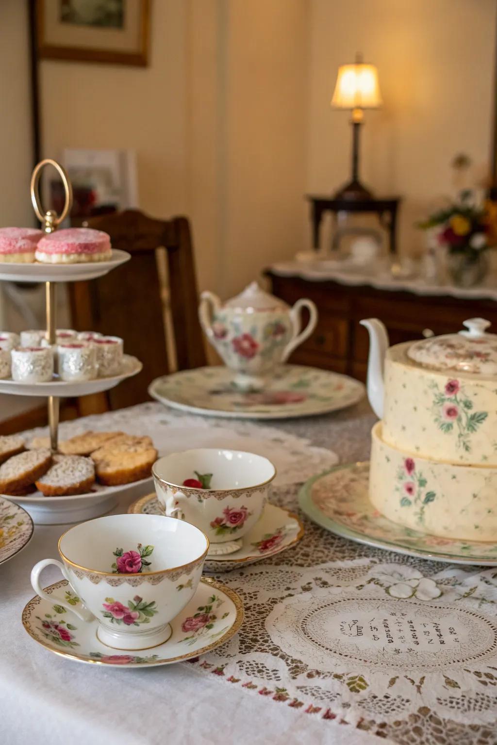A captivating quaint tea ensemble for a Sweet 16 celebration.