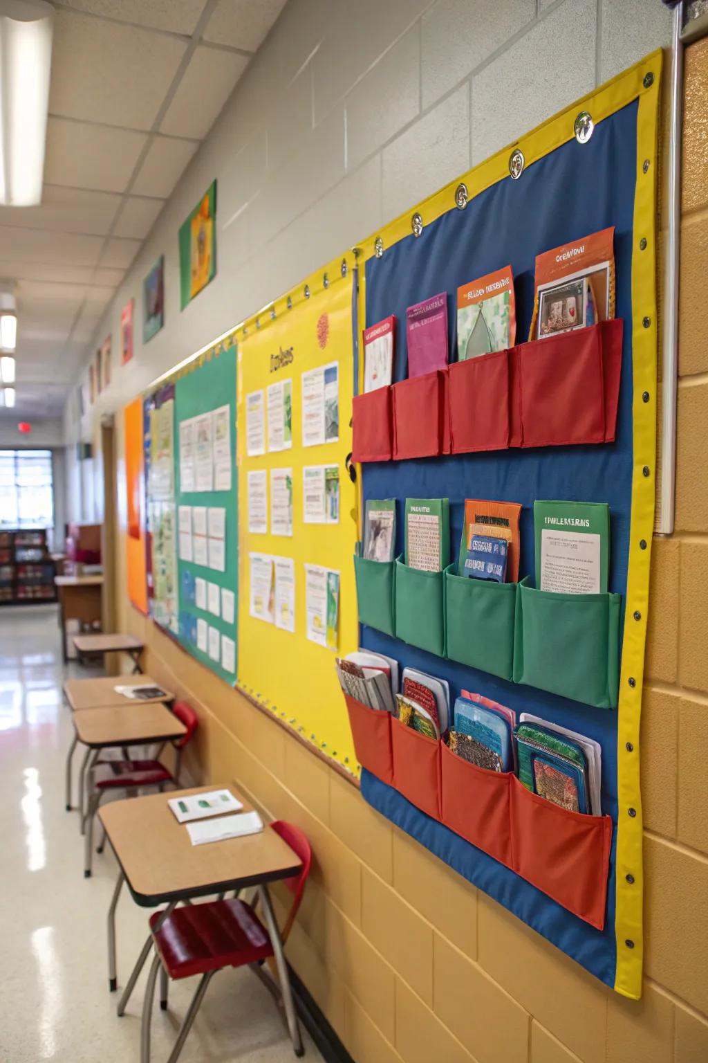 Interactive elements on a school wall