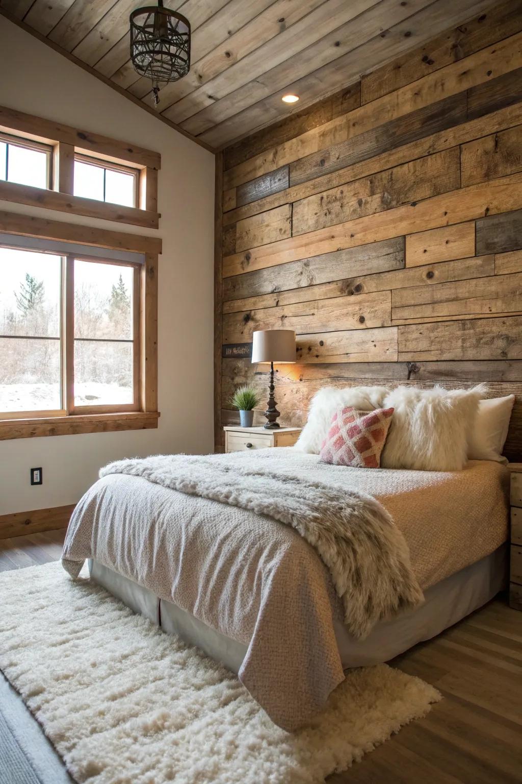 Wood paneling adds a country charm to sleeping quarter interiors.