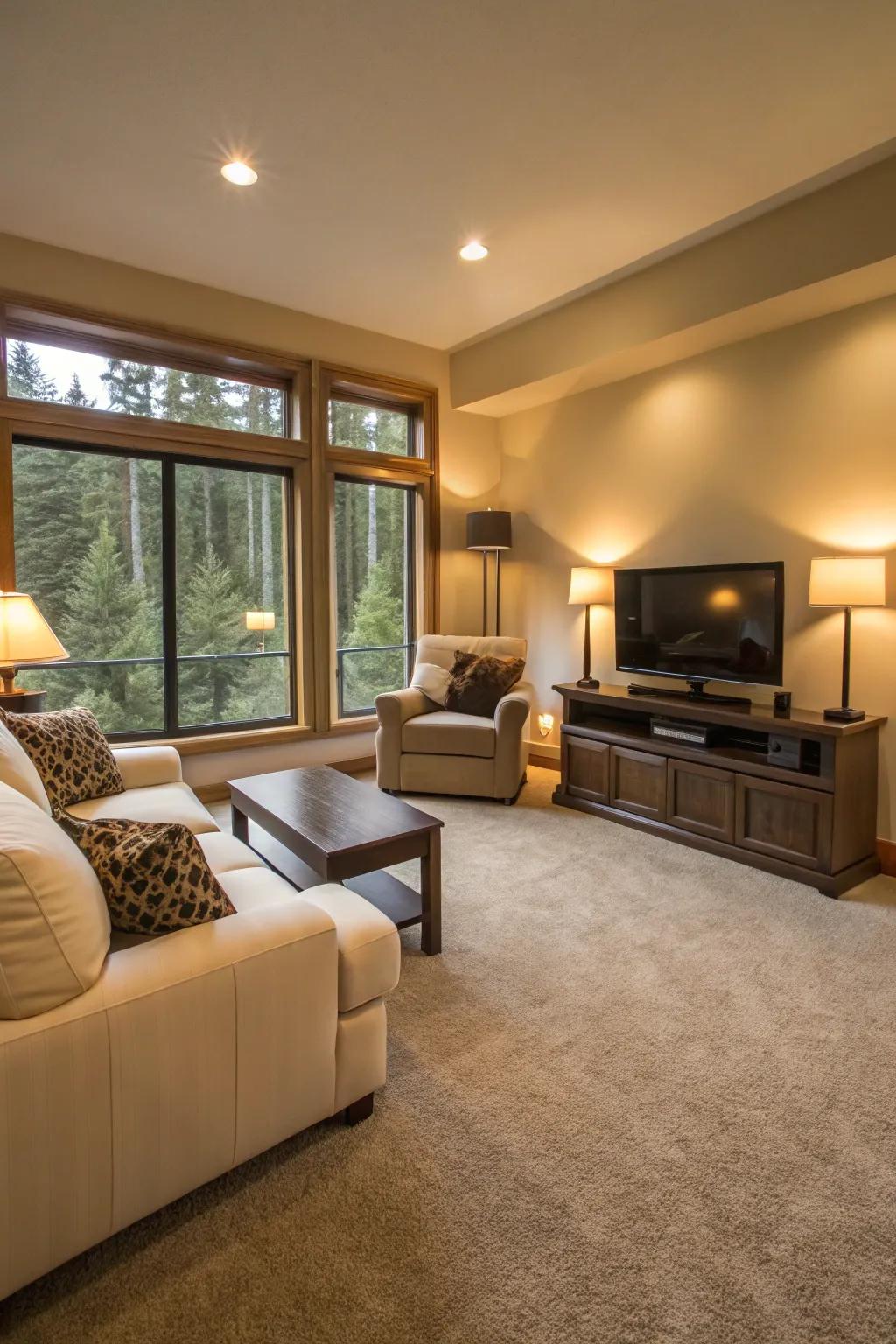 Surface-rich carpets encourage comfort and captivation.