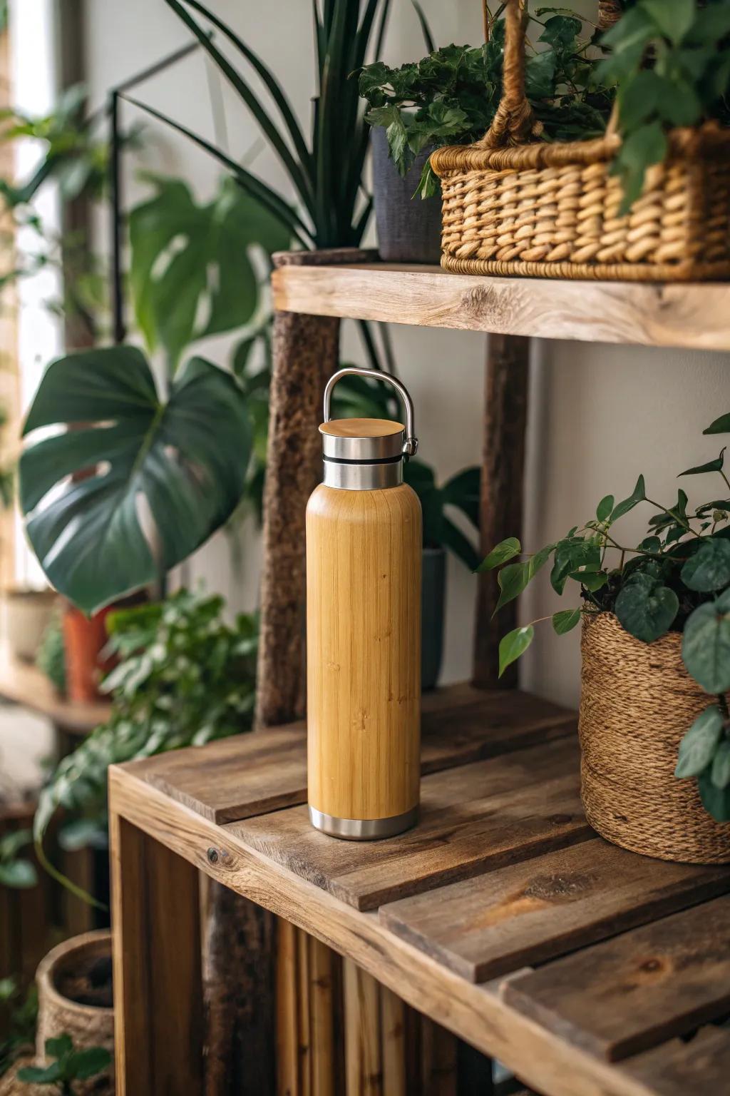 Sustainable water bottles that integrate organic elements into your residence.