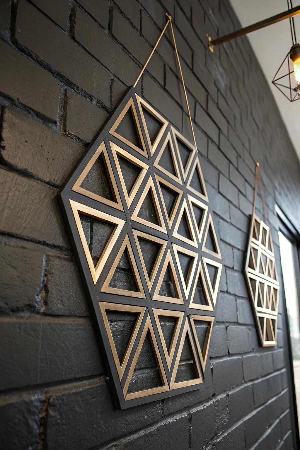 Bold geometric metal art that exemplifies flawless craftsmanship will elevate your space.