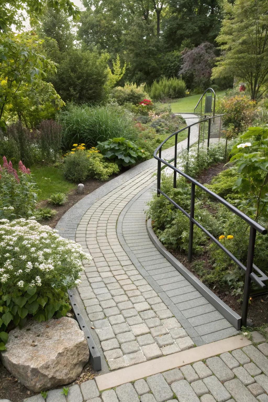 A ramp that beautifully unites with the garden route for a natural appearance.