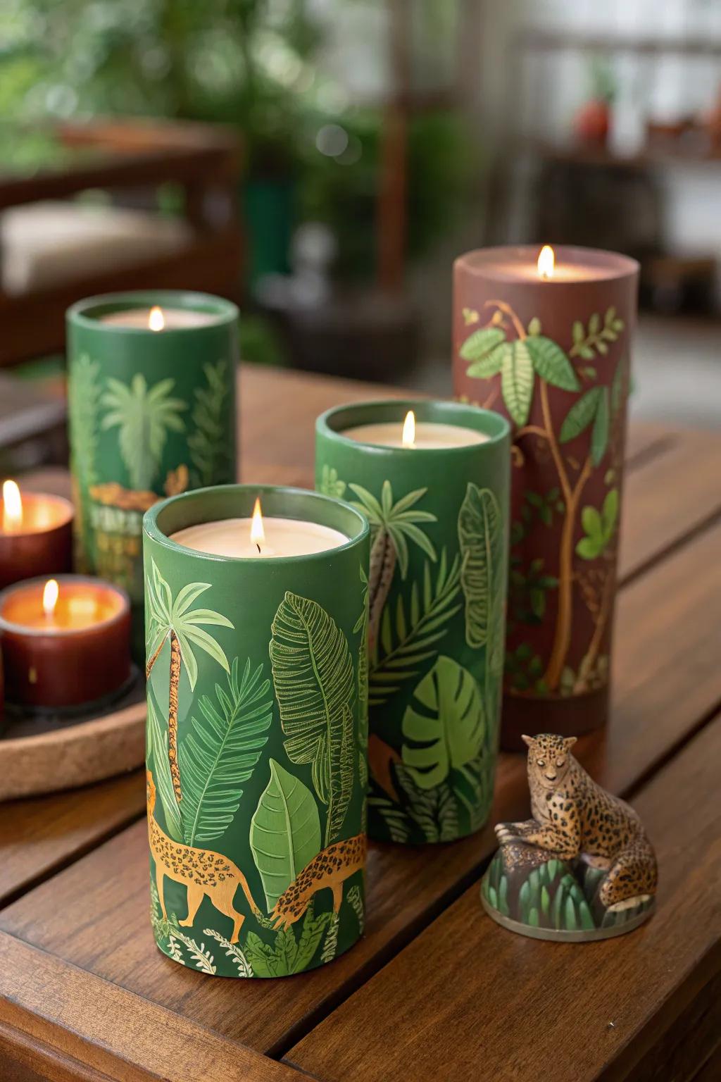 Handcrafted jungle-themed illumination introducing a comforting essence to celebratory presents.