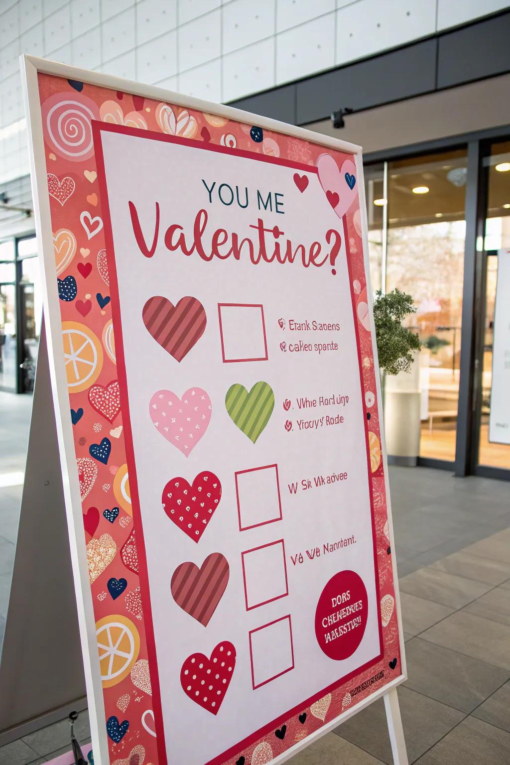 A Valentine's poster that showcases engaging checkboxes for a lively twist.