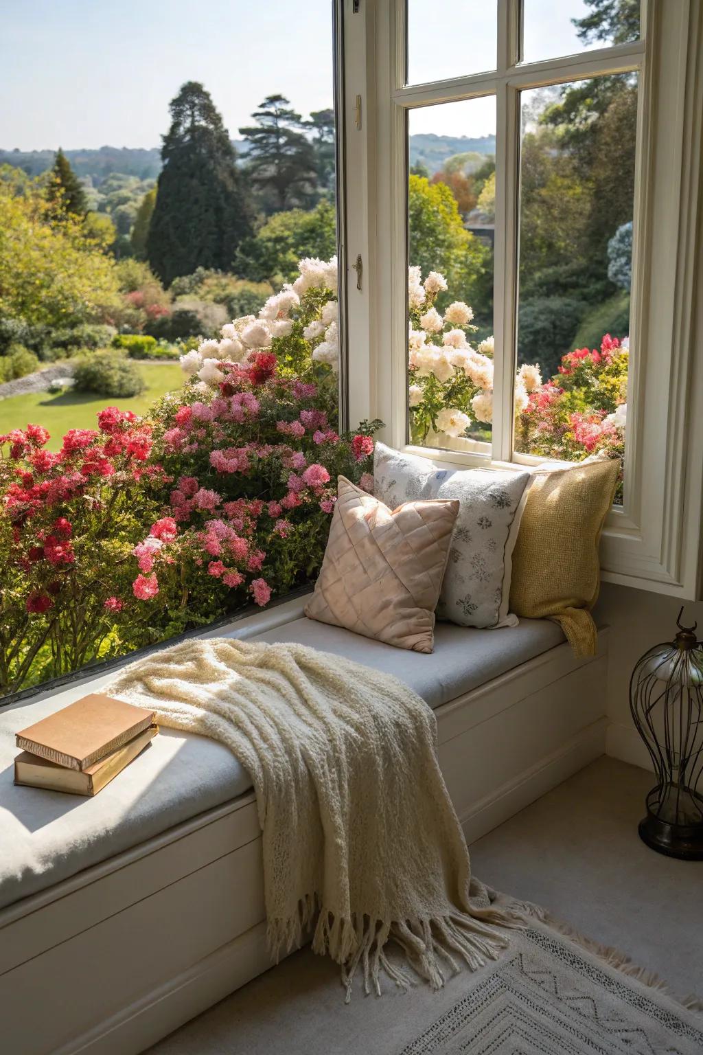 Window seats make for perfect reading nooks.