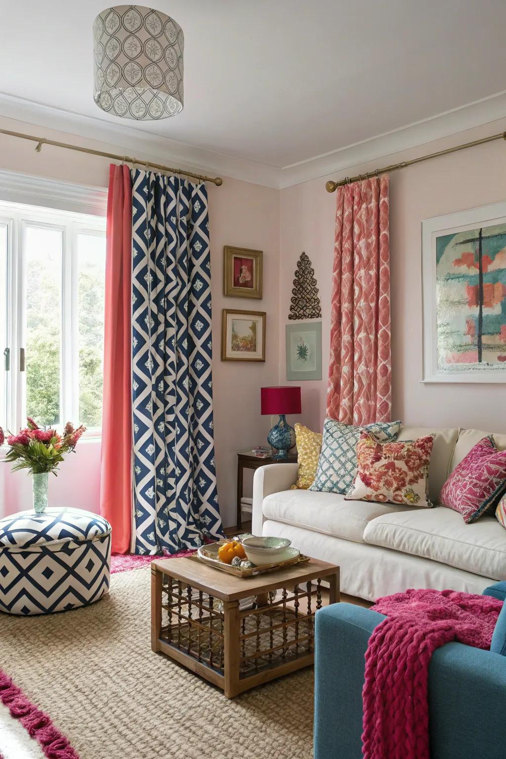 Leave a mark with vibrant, patterned fabrics.