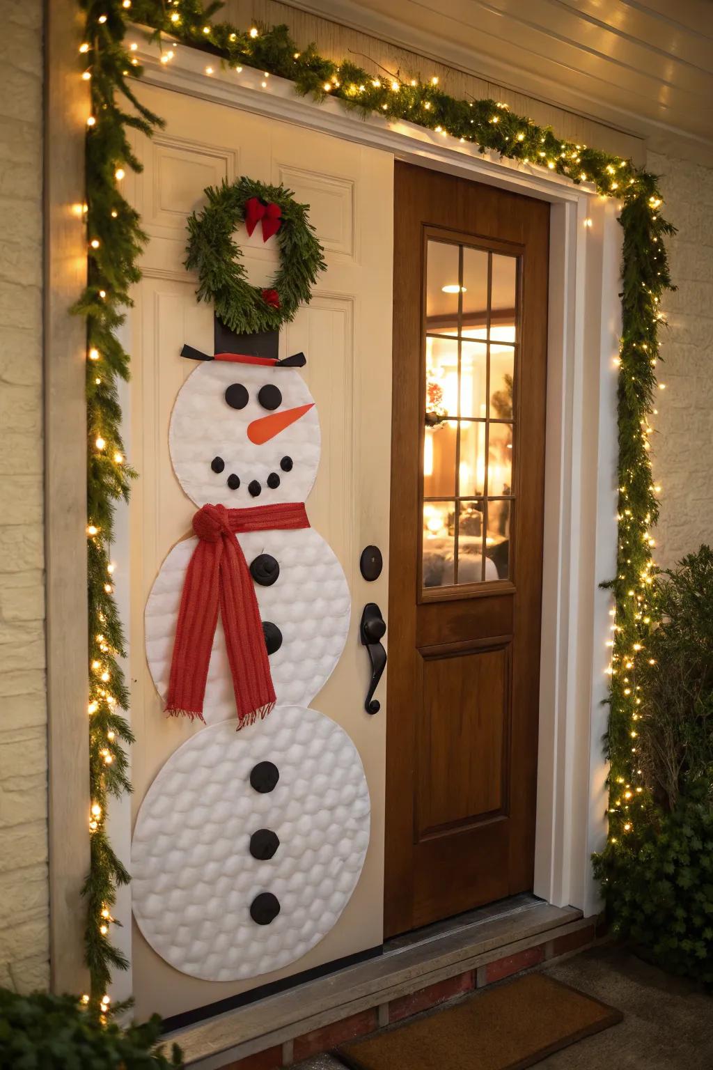 A delightful Jack the Snowman door to inspire glee and merriment.