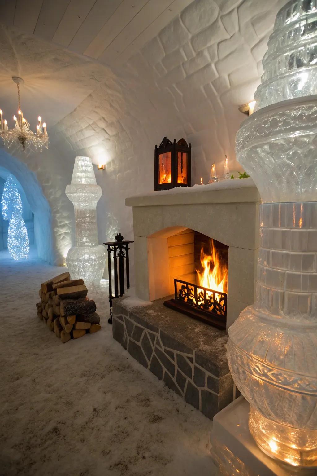 Witness the remarkable contrast of fire and ice in your residence.