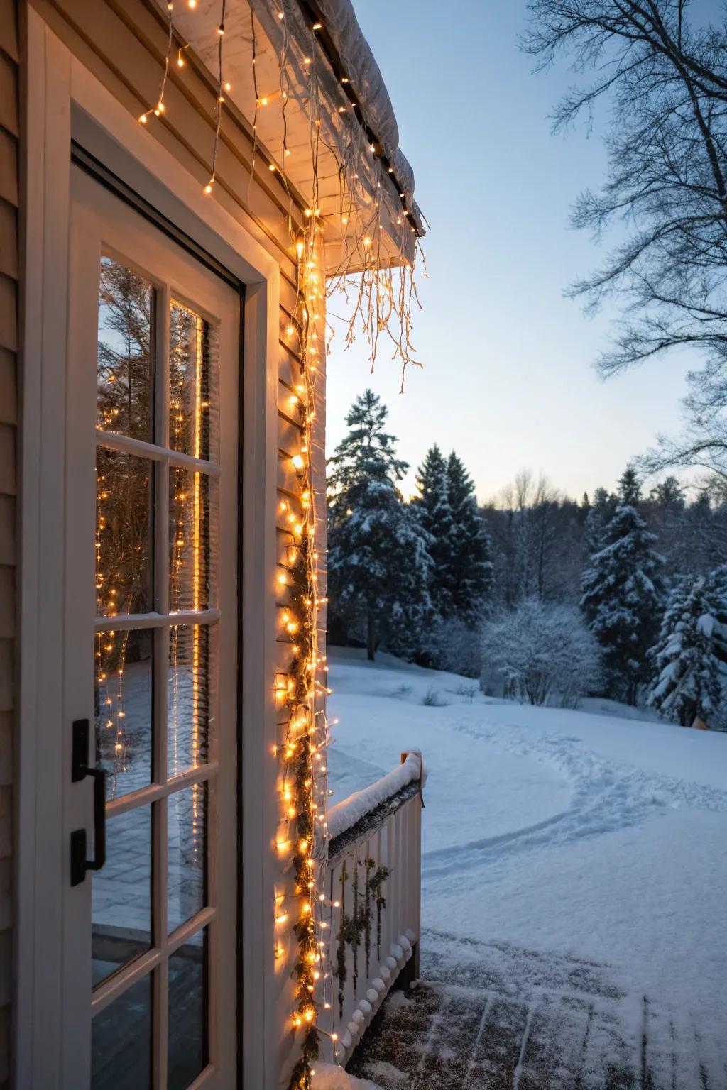 Ice lights conjure a magical glow around your doorway.
