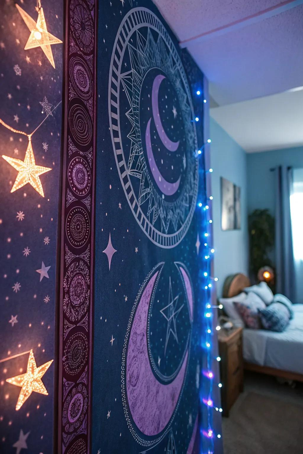 Mystical symbols add a cosmic accent to your magical sanctuary.
