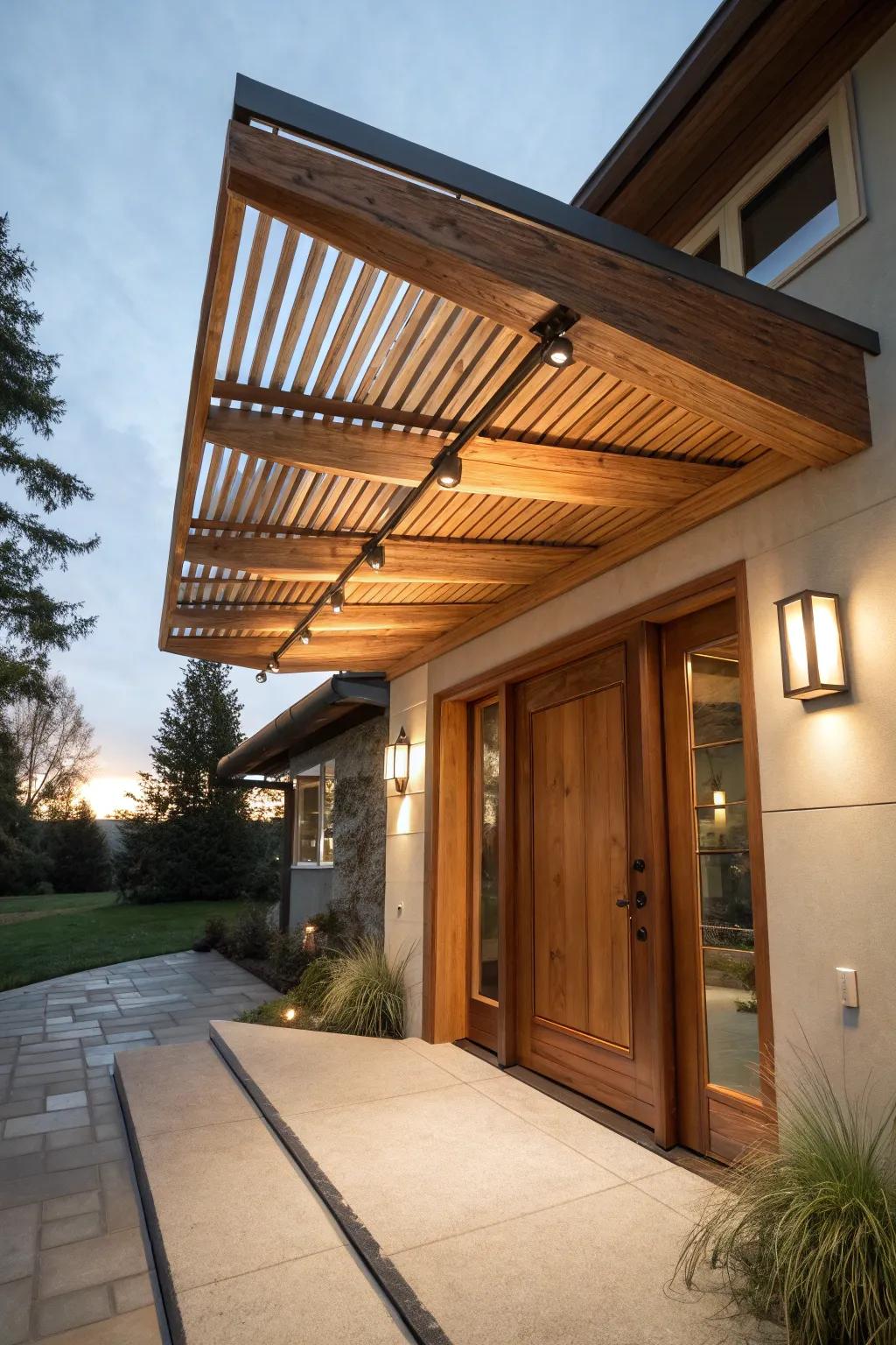 A cantilevered shelter delivers sleek backing.