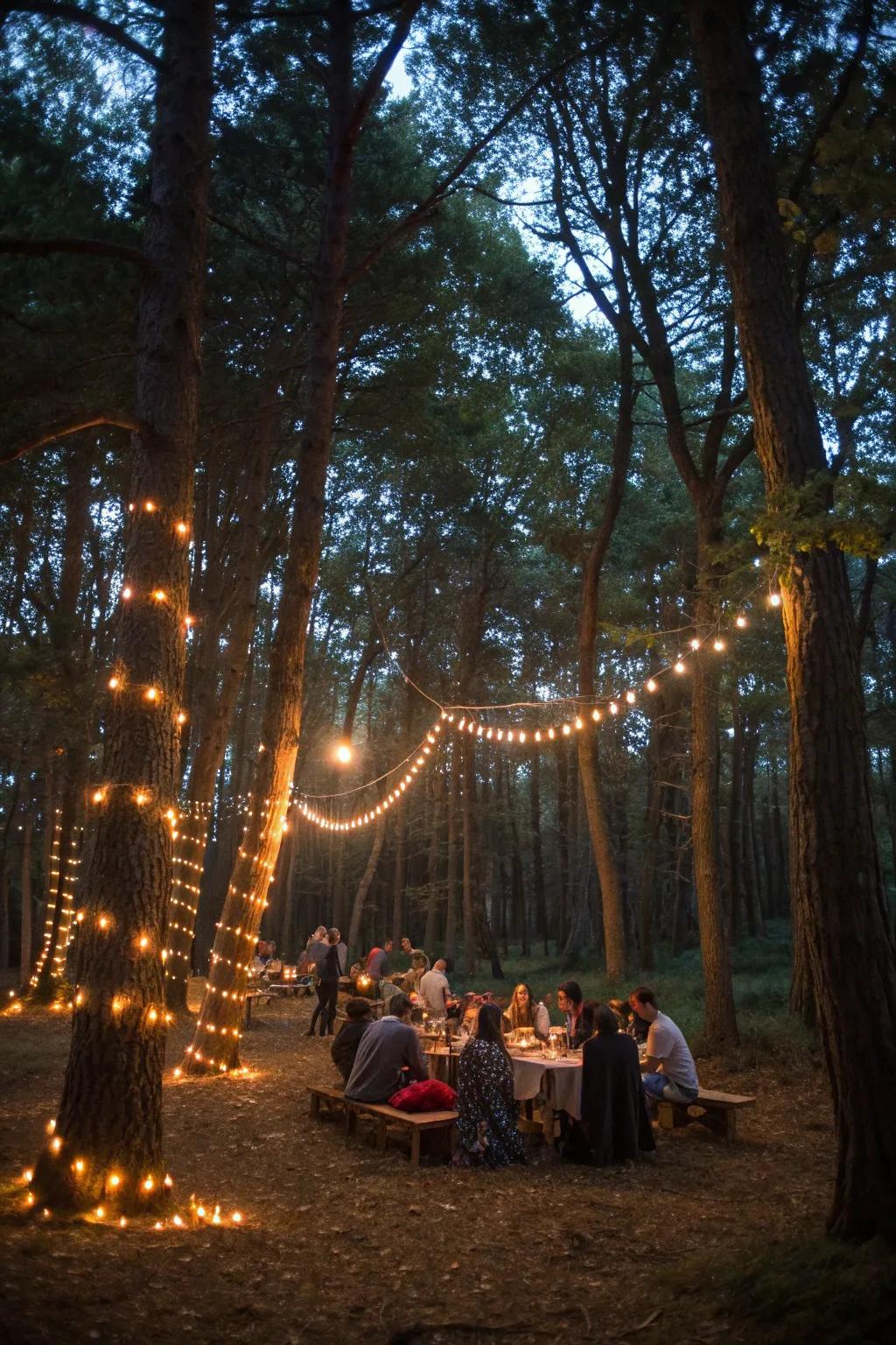 Conjure magic with twinkling lights as night approaches.