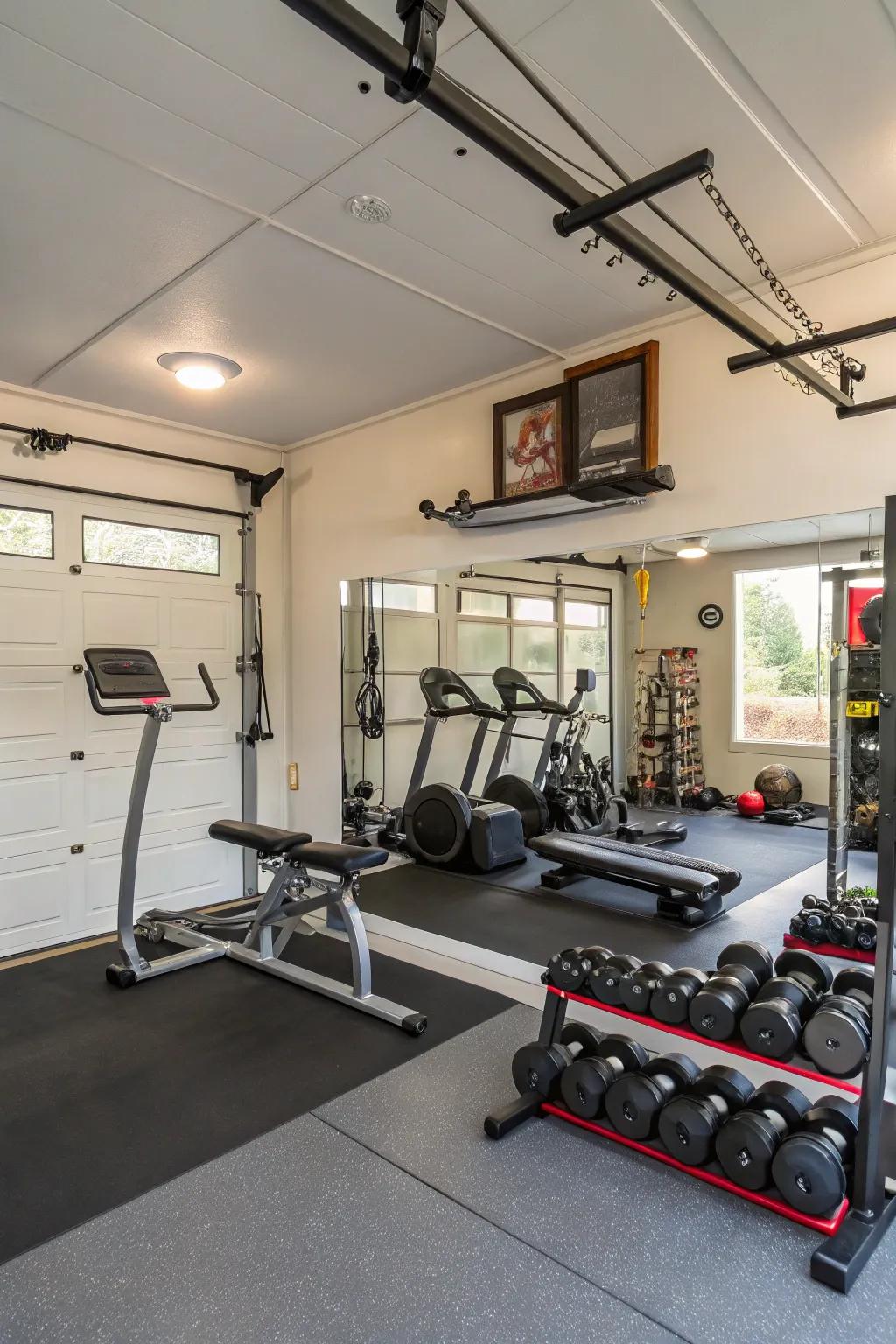 Welcome fitness into your abode featuring a gym configuration that uplifts and galvanizes.